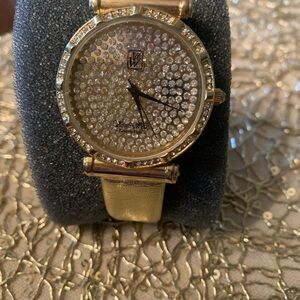 Victoria Wieck Crystal-Studded Gold Watch